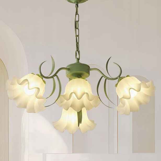 Zelená závěsná lampa zhxinashu květinový lustr 4xE27 vintage loft