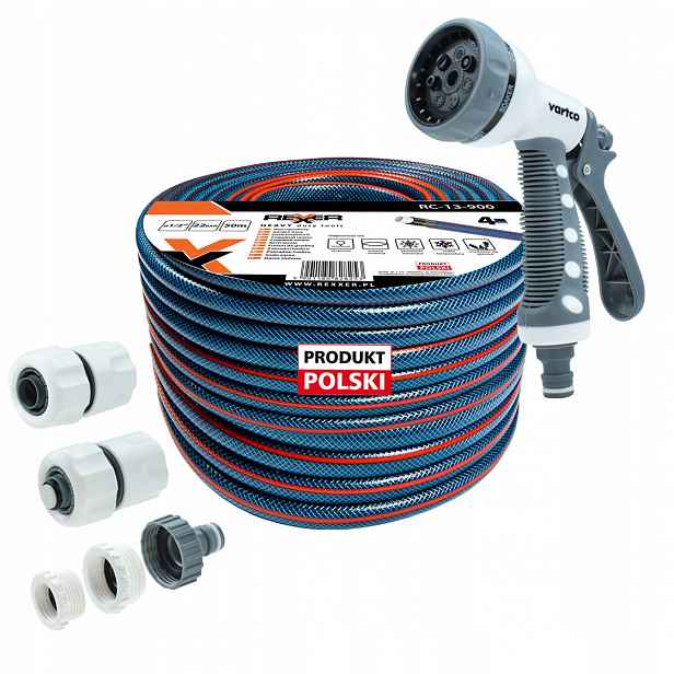 Hadice 1/2" 50 m 4 Vrstvená Spojky Pistole Polský Výrobek