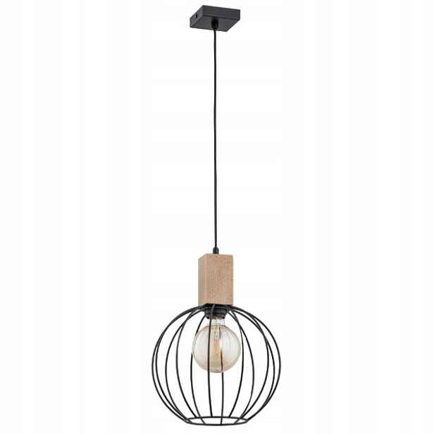 Moderní industriální závěsná lampa kulatá černá hnědá do obývacího pokoje Alfa
