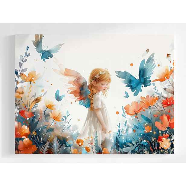 Plakát Dívka Anděl Víla Květiny Motýli 100x75