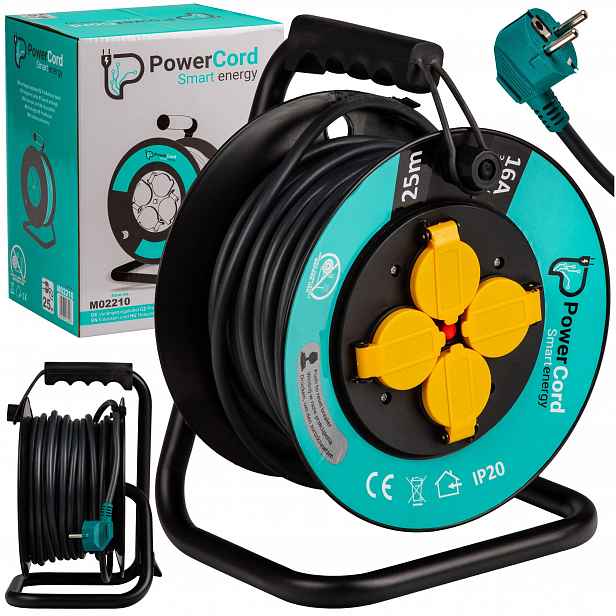 Prodlužovací Kabel Bubnová 25M 3X2,5mm² Silný Zahradní Stavební Buben 4 Kontakty
