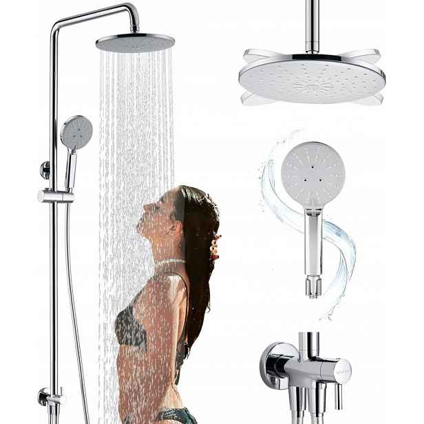 Sprchový Set Dešťová Sprcha Sprchová Hlavice 4 Režimy Sprchování Leštěný Chrom