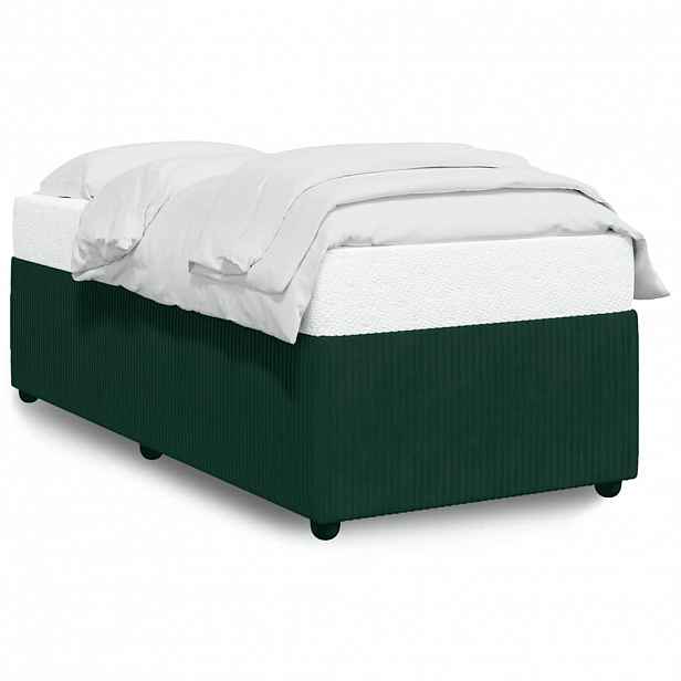 vidaXL Rám postele bez matrace tmavě zelená 100 x 200 cm samet