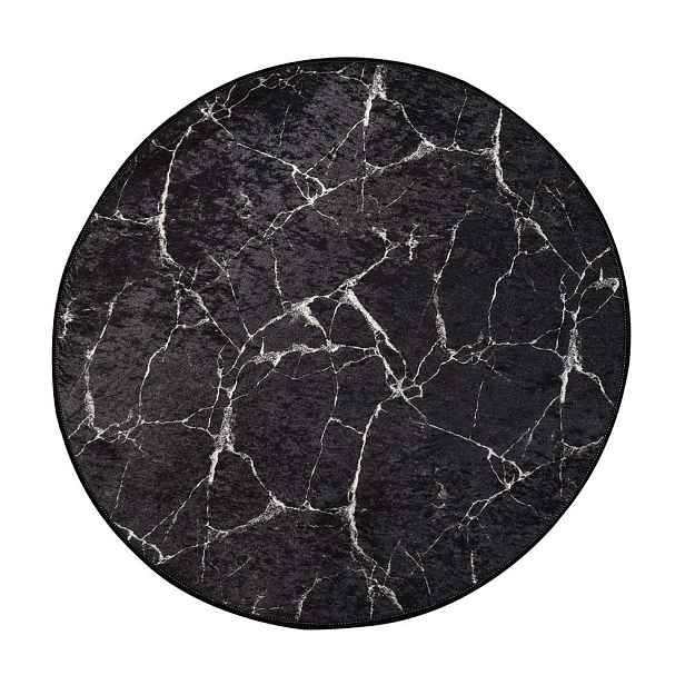 Černá koupelnová předložka ø 100 cm Marble – Foutastic