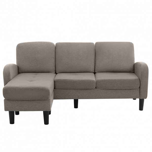 OKWISH ROHOVÁ pohovka s chaiselongue 166/118/77 cm šedá z pěny a směsi bavlny a lnu s modulárním uspořádáním