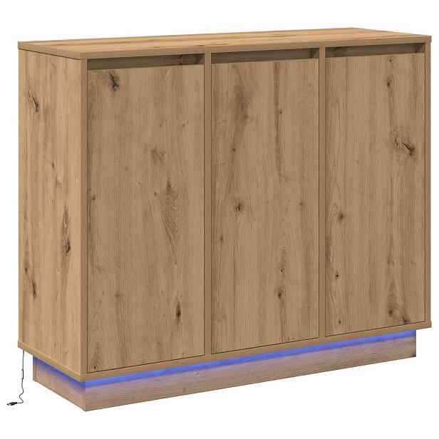 vidaXL LED komoda Artisanový dub 90 x 32 x 75 cm Kompozitní dřevo