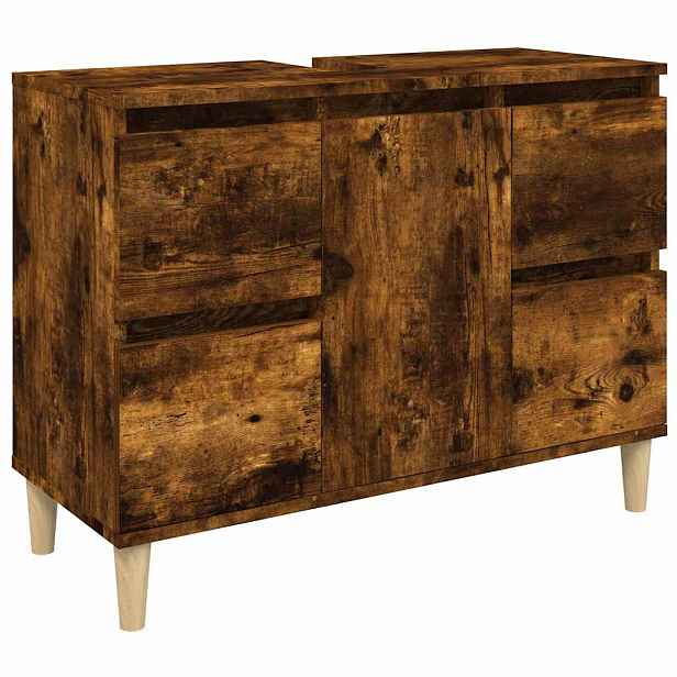 vidaXL Skříňka pod umyvadlo kouřový dub 80x33x60 cm kompozitní dřevo