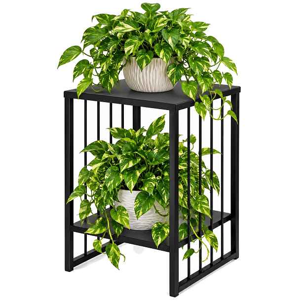 Držák Na Květináč kovový 40 cm stojan na květiny noční stolek loft černý
