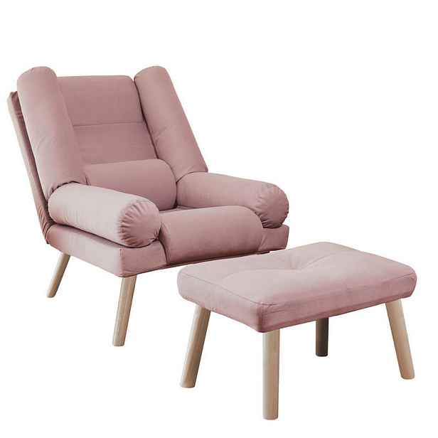 Idohome RELAXAČNÍ KŘESLO LILA s podnožkou, 75/75/95 cm, růžové