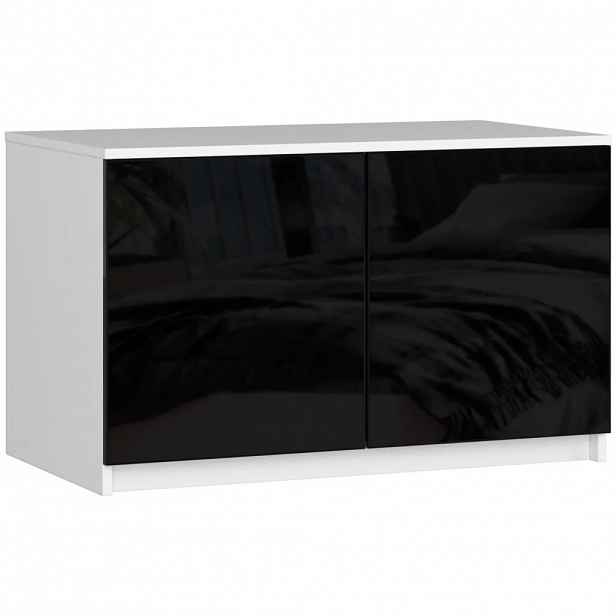 Nástavec na skříň LOTA 90 cm - bílý / černý lesklý