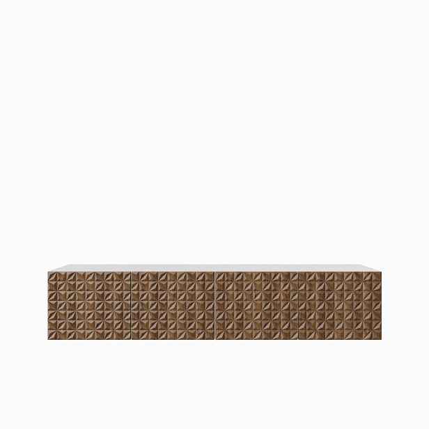 MASSENO ZÁVĚSNÝ TV STOLEK ROVA, 200/41/40 cm, bílý /, dekor dub