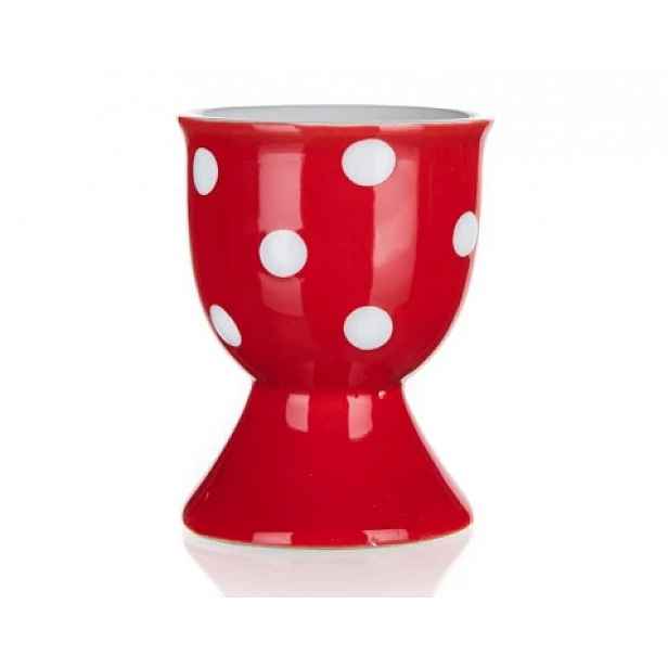 Kalíšek na vajíčka Dots 7 cm, červený puntíkatý