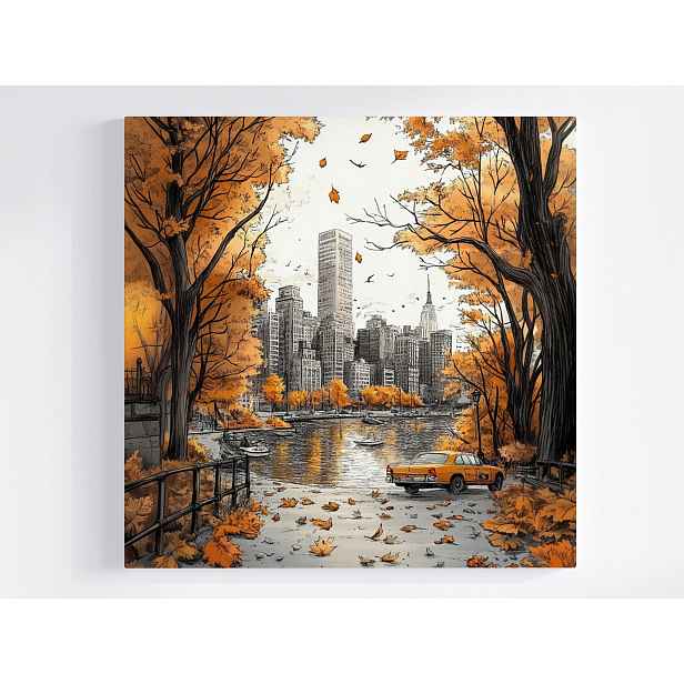 Obraz Na Plátně Canvas New York Manhattan Central Park Taxi Podzim 50x50