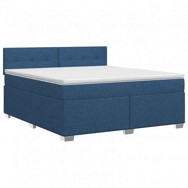 vidaXL Postel boxspring s matrací s čelo Modrá 180 x 200 cm Textil