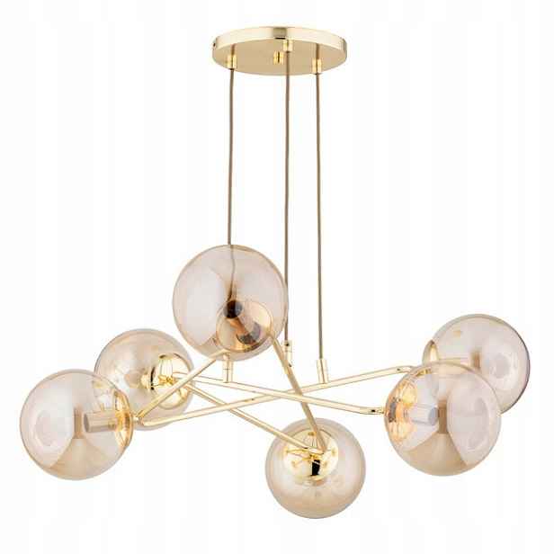 Alfa Závěsná lampa Tristan 6xE14 Zlatá Glamour 65x62 cm 10 W