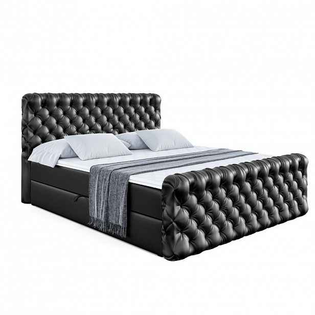ALTDECOR AMERICKÁ postel BOXI8-Z – 200 x 200 cm – H3 – vysoce lesklá černá