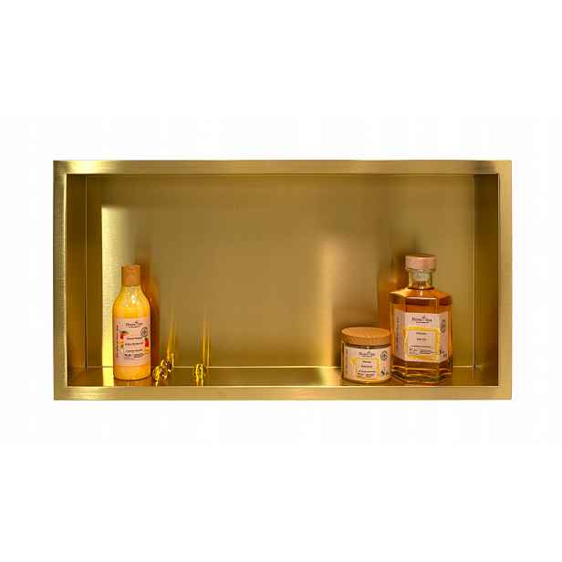 Koupelnová Polička 60x30x7 cm Zlatá Nerezová Wall-box One Balneo