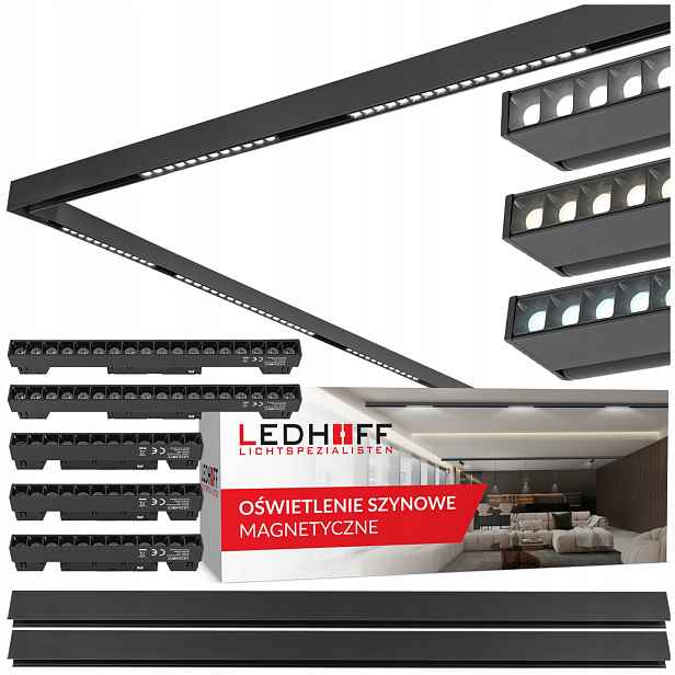 Led kolejnicové osvětlení magnet 2x kolejnice 1 m 5x bodová lampa M20