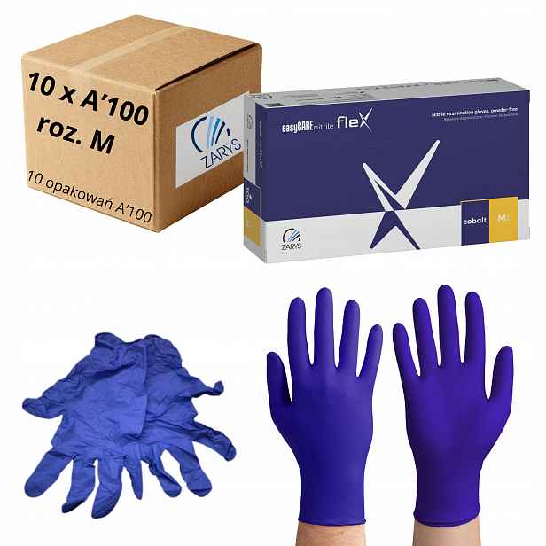 Nitrilové rukavice easyCARE nitrileFLEX kobalt Zarys vel. [M] 10op x A'100