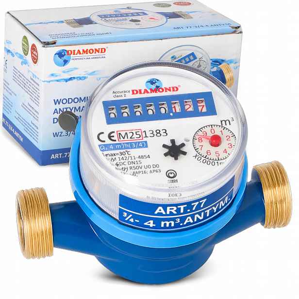 Vodoměr Počítadlo Střední Vody 3/4'' 4 m³/h Antimagnetický Odolný Do-p