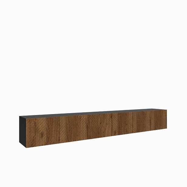 MASSENO ZÁVĚSNÝ TV STOLEK CAVA, 300/41/40 cm, černý /, dekor dub