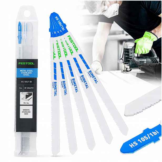 5x Pilový List do přímočaré pily na kov Festool HS105/1 Bi Stainlesssteel 204272