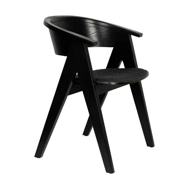 Černé čalouněné jídelní křeslo s područkami NDSM – Zuiver