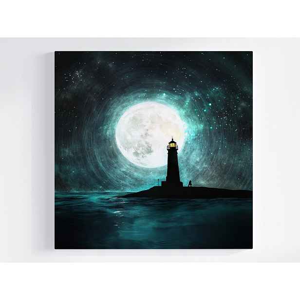 Obraz Na Plátně Canvas Maják Měsíc Hvězdné Nebe 50x50