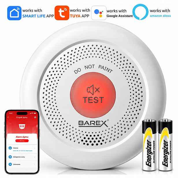WiFi detektor kouře Tuya 10 let Požární alarm Certifikát EN14604 Baterie