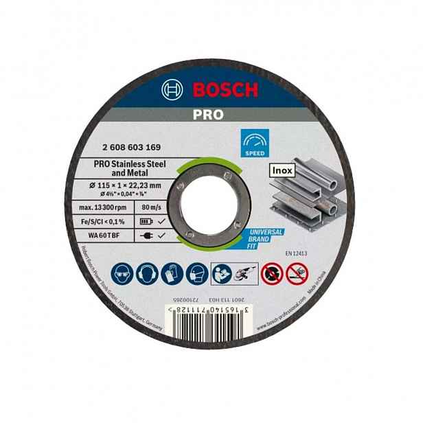 Bosch - Sada řezných kotoučů na nerezovou ocel 115x22,23 mm, 10 ks 2608603254