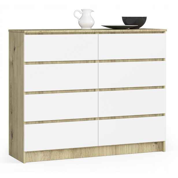 Komoda skříňka K120 8 zásuvek artisan-bílá Akd