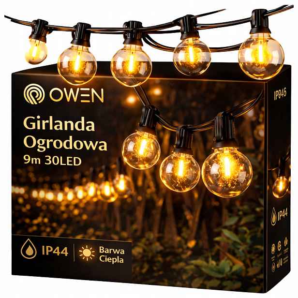 Led Světelná Girlanda Venkovní Zahradní Lampa 9 M 30 Žárovek Voděodolná