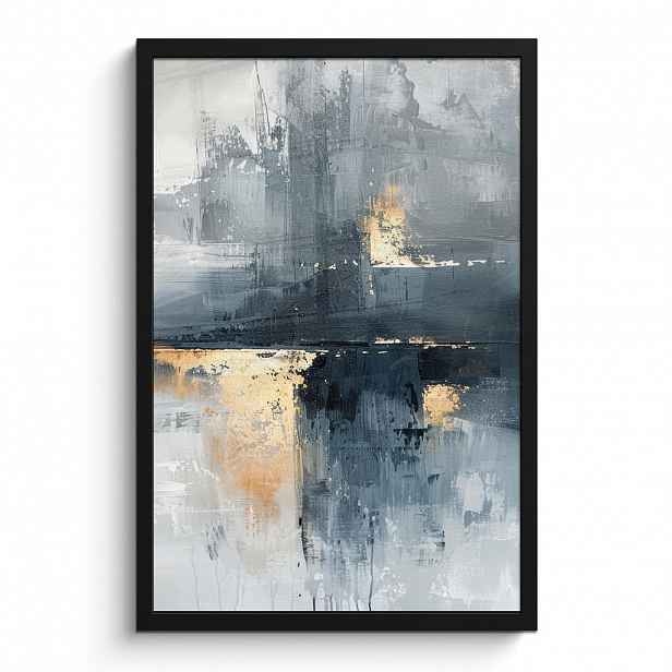 MuchoWow PLAKÁT V RÁMU Umění - šedá - zlatá - abstraktní 40x60 cm