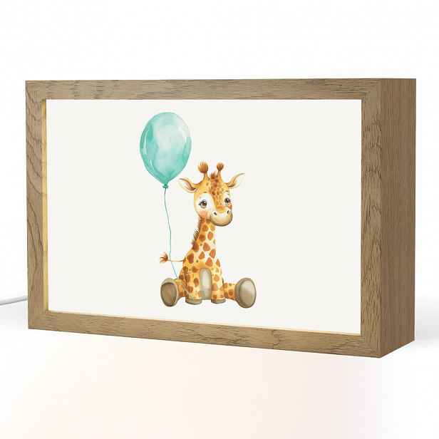 OnlyWow NOČNÍ LAMPIČKA Žirafa - Dítě - Zvířata - Modrý balón 30x20 cm