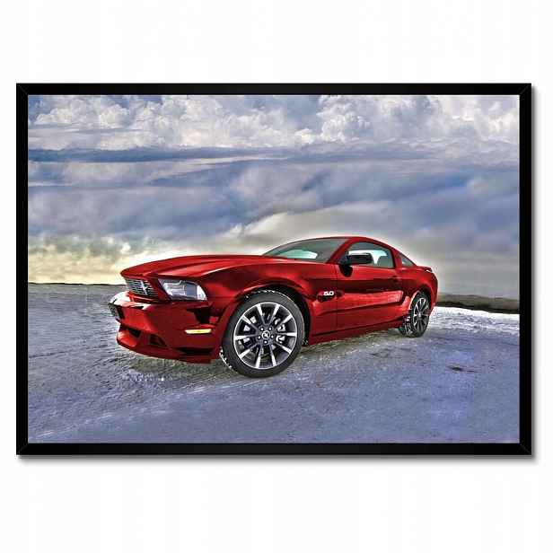 Plakáty v rámu 70x50 Červený Mustang Sníh