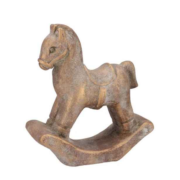 Zlatá antik cementová dekorace houpací koník Horse Gold - 15*6*17 cm daan kromhout
