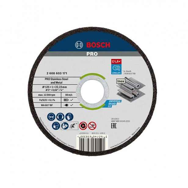 Bosch - Sada řezných kotoučů na nerezovou ocel 125x22,23 mm, 10 ks 2608603255
