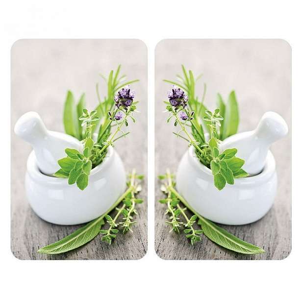 Sada 2 skleněných krytů na sporák Wenko Herbal, 52 x 30 cm
