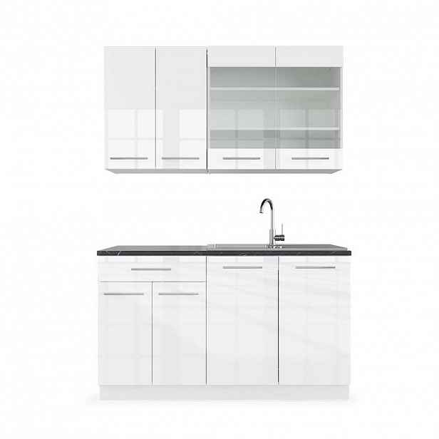 Vicco JEDNOTKOVÁ KUCHYNĚ Fame-Line Bílá vysoký lesk/bílá 140 cm , PD Antracit