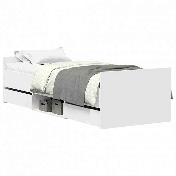 vidaXL Rám postele s hlavovým a nožním čelem bílý 100 x 200 cm