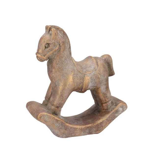 Zlatá antik cementová dekorace houpací koník Horse Gold - 14*5*15 cm daan kromhout