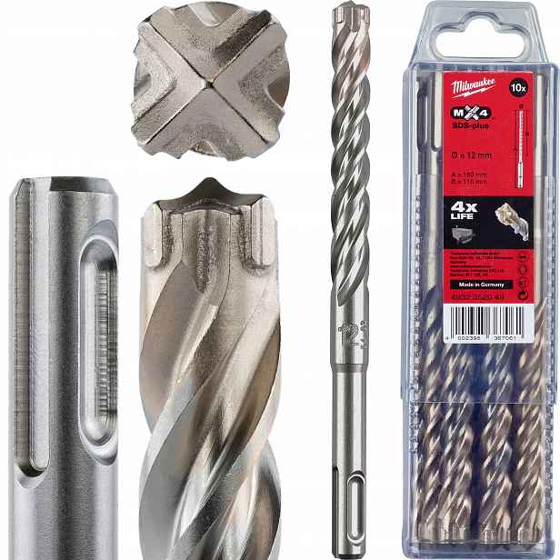 Vrtáky do betonu Sds Plus 12 x 110/160 mm 10 ks Milwaukee MX4