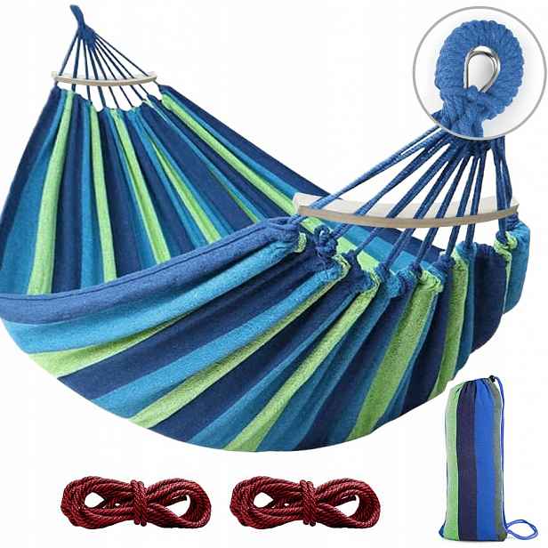 MOSFiATA Houpací síť 275 x 155 cm s rozpěrnou tyčí, maximální zatížení 250 kg