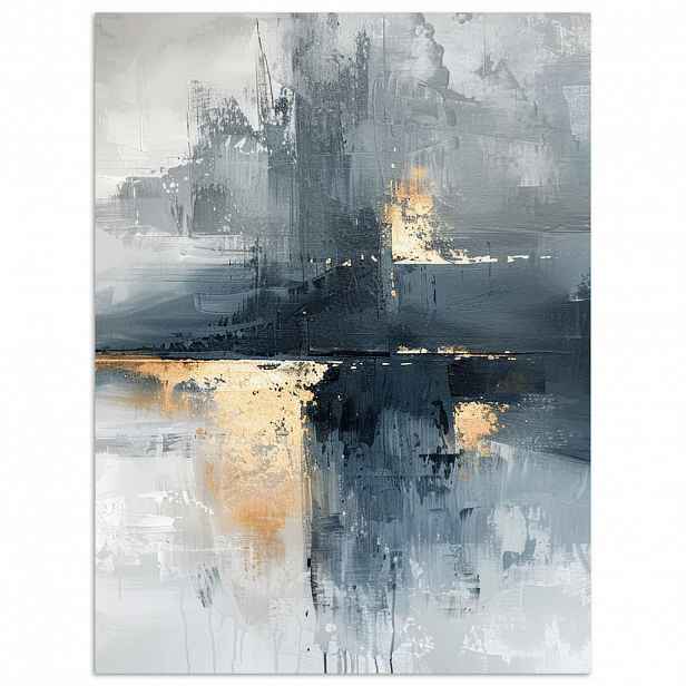 MuchoWow PLAKÁT Umění - šedá - zlatá - abstraktní 60x80 cm