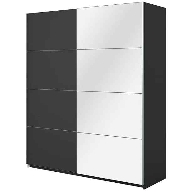 Skříň 200 cm Beta 57 černá/zrcadlo