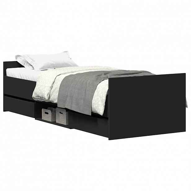 vidaXL Rám postele s hlavovým a nožním čelem černý 100 x 200 cm