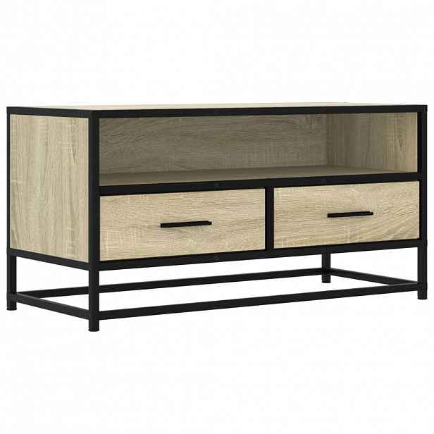 vidaXL TV skříňka dub sonoma 80 x 34,5 x 40 cm kompozitní dřevo a kov