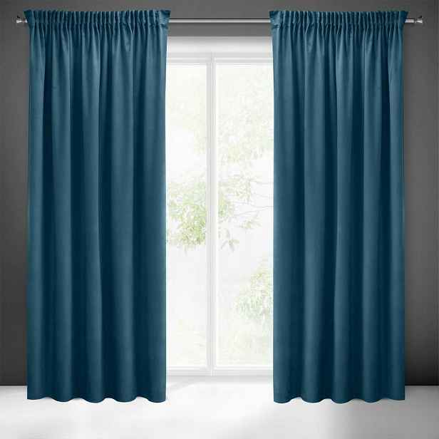 Závěs 140x270 modrý tmavý velurový, připravený na pásku Pierre Cardin