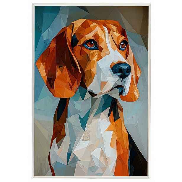 Plakát Rámeček Hliníková Grafika Low Poly Portrét Pes Beagle 3D 40x60