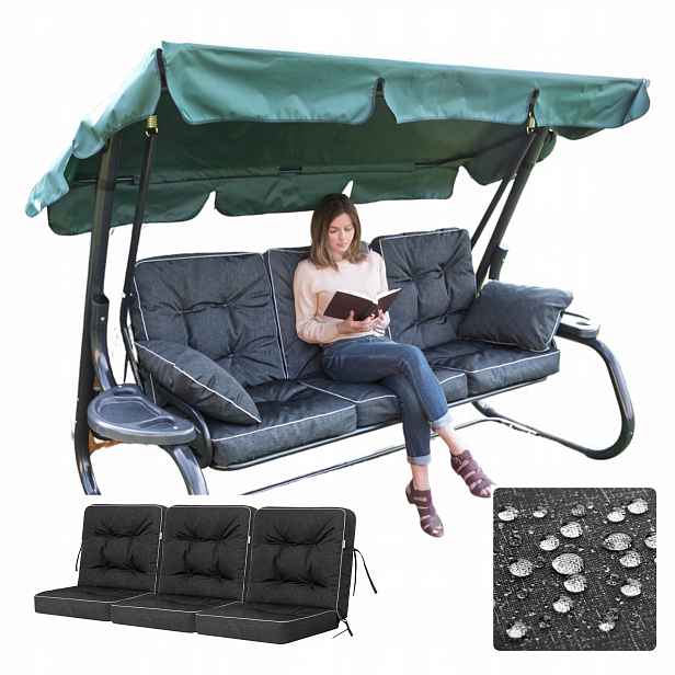 Polštář na zahradní houpačku Sada 3 ks Vodotěsný Anti Uv 150 cm